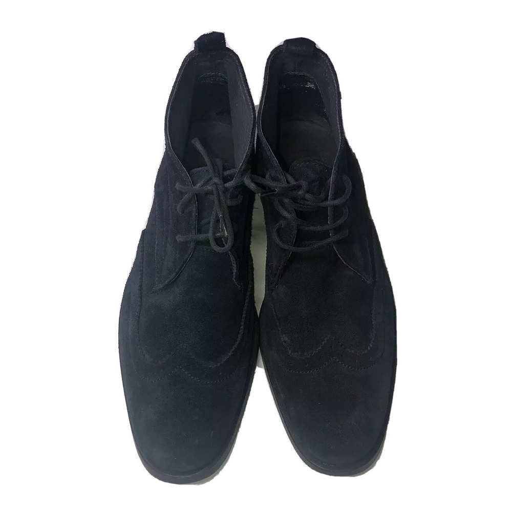 TOPMAN Boots Men Size 9 EUR 41 Blue Suede Ankle Wing Tip Lace- up University